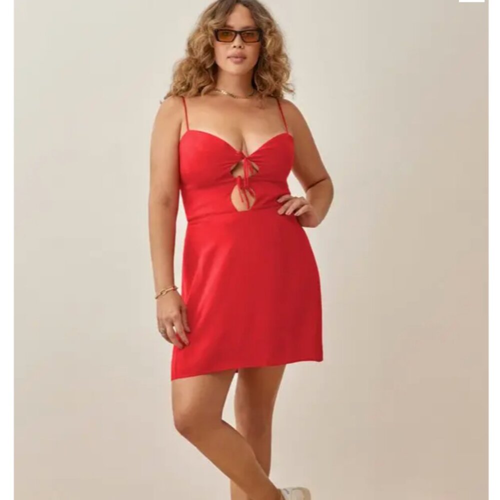 Reformation Bascom Dress - Cherry